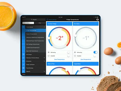 👨🏻‍🍳 HSPal – Temperature Controller View app app design design food health and safety hygiene ios ipad restaurant tablet temperature ui user interface ux