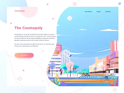 Cosmopoly Landing page building city cityscape game house illustration landing page tree ui uiux ux vector web