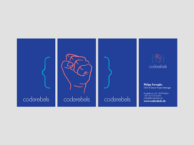 Coderebels proposed "Visual Identity" redesign bussines card card ci code development fist minimal pastel pastel colors rebellion stationary design stationery visual visual identity