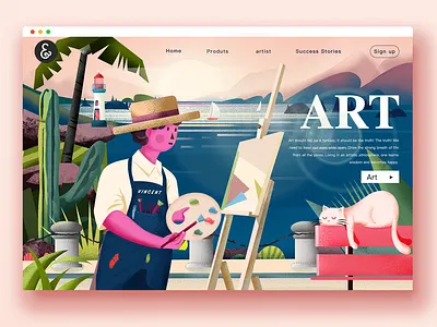 THE ARTIST art branding cat holiday illustration travel type typography ui website