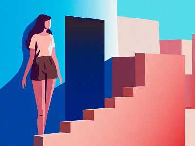 Hiding art beautiful character clothes color design girl gradient graphic illustration light nature new noon shadow steps summer sun vector woman