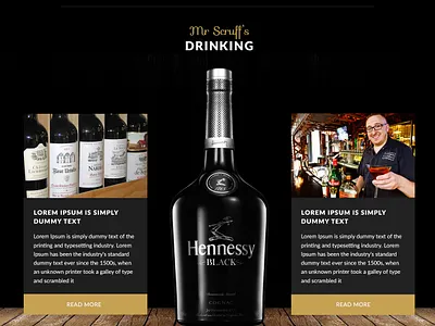 Mr Scruff - Bar - Web Layout Design bar website beer black brand brand and identity branding creative layout design hennessy illustration layut mockup restaraunt restaurant branding typography ui web