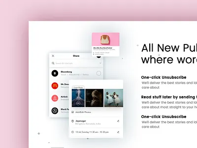 Promotional Website Landing Page article black and white event fahaddesigns home page shot landing page listing one page design pink promotion promotional website publication story telling uiux user experience design user inteface