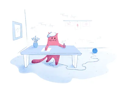 Artsy Cat brushes cartoony cat cat drawing design digital doodley grain illustration pink texture vector