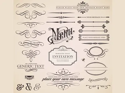 Vectorstock 369778 arrow boarder calligraphy design elegant filigree floral formal illustration invitation invite logo menu retro script vector vectorstock vintage vintage art wedding