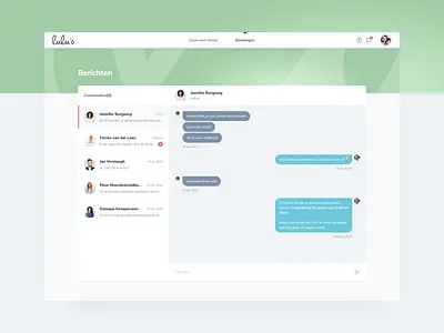 Lulu's Nanny Network - Platform chat messaging messenger nannies platform product search ui ux web