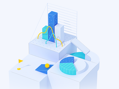 Maze : Report Illustration 3d charts graph illustration pie chart ui