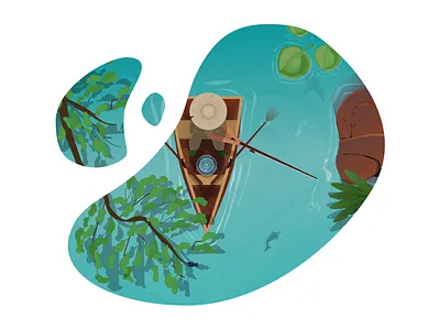 Fishing illustration design fish fisherman fishing flat flat design illustration inspiration lake modern river sketch ui vector water web website