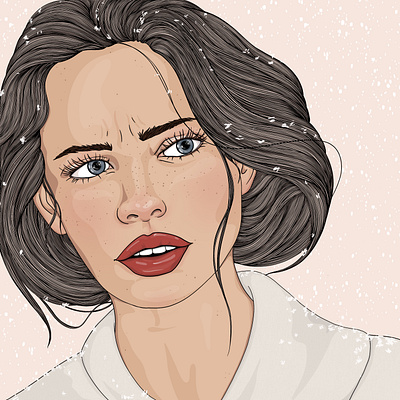 Cold outside beauty illustration portrait portraitillustration snow winter