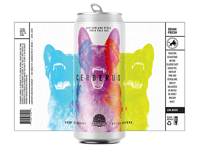 Cerberus IPA beer beer art beer bottle beer branding beer label beer label design beer labels branding agency cerberus craft beer design dog graphic design mock up new england ipa package package mockup packaging packaging design packagingdesign