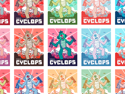 Illustration | Cyclops Poster Color Options adobe adobe draw adobe illustrator draw adobe live color cyclops design doodle exploration freelance gig poster illustration illustrator ipad pro ipad pro art monster monster mash style tbt vector