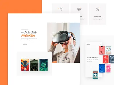 Bookclub app clean design illustration landing page layout minimal ui ux web website