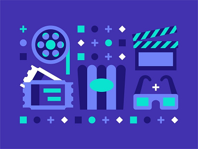 Movie Icons 🎟🎬🎞 3d abstract cinema colorfur cutter design filled outline icon icon set illustration movie movie clap popcorn shape show ticket tv vector watch