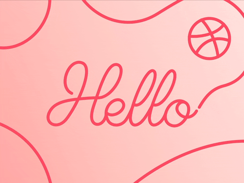 Hello Dribbble animated animation ball design dribbble gradient idenitity illustration interaction interaction design interactive lettering logo motion motion design motion graphics orange pink type typography