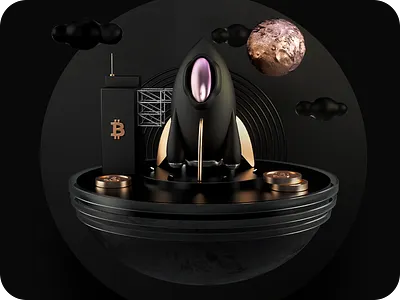 To the Moon! 3d altcoin ath bitcoin btc c4d crypto fomo gold moon redshift render rocket rose space wallet