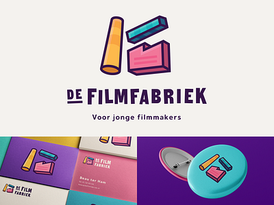 De Filmfabriek 3d brand branding children clapper colorful design factory film identity identity branding logo mockup movie playful school