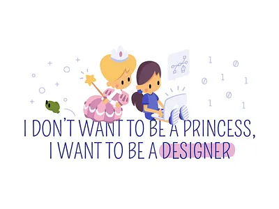 Women Day day designer frog illustration princess tech women