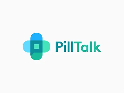 Pill Talk bandage brand branding chat clever cross design health hospital icon icons identity logo loog lgoo lgo mark medicine monogram negative space p pill