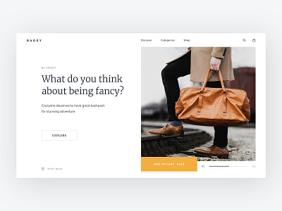 Bagsy Home Page backpacks bags clean commerce design home screen homepage design modern product typography ui ux web white space
