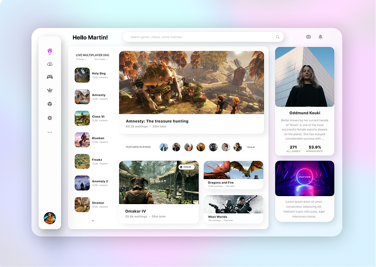 Gaming UI by Markos Provelengios on Dribbble