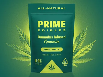 PRIME Edibles - Sour Apple branding california cannabis cannabis branding cannabis packaging design edibles gummies identity identity design logo marijuana package design packaging rinker weed
