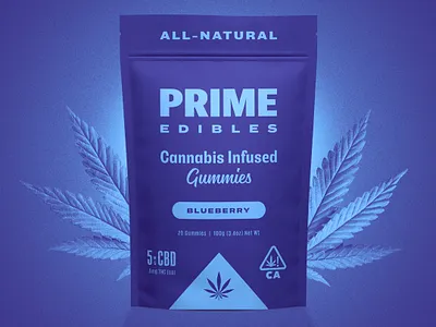PRIME Edibles - Blueberry CBD branding california cannabis cannabis branding cannabis packaging cbd design edibles gummies identity identity design logo marijuana package design packaging rinker weed