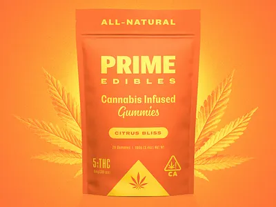 PRIME Edibles - Citrus Bliss branding california cannabis cannabis branding cannabis packaging design edibles gummies identity identity design logo marijuana package design packaging rinker weed