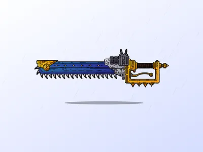 Chainsword Flash! 2d brutalist detailed fan art fanart illustration vector warhammer40k