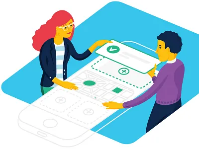 Hatch Apps Hero Illustration app branding illustration iphone isometric art vectors