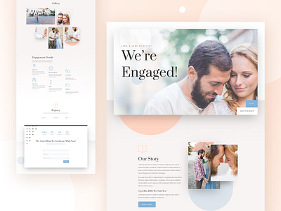 Wedding Engagement - Sneak Peek couples divi engagement flower icon illustrations landing page layout marriage newlyweds ring rsvp template typography ui ux website wedding wedding invite wordpress