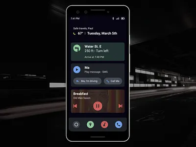 Mobile Automobile Dashboard Concept android android auto auto automobile challenge interface ux uxui design
