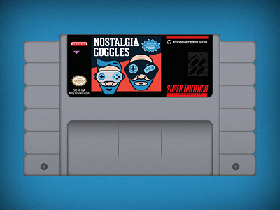 Nostalgia Goggles SNES Cartridge cartridge cover flat gamer games nostalgia goggles podcast retro snes super nintendo vector videogames