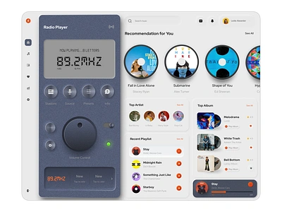 Music app design web app dashboard admin panel app design audio dashboard media player music music app music player music web app neumorphism playlist skeuomorphic sound spotify ui kit web app web design web player