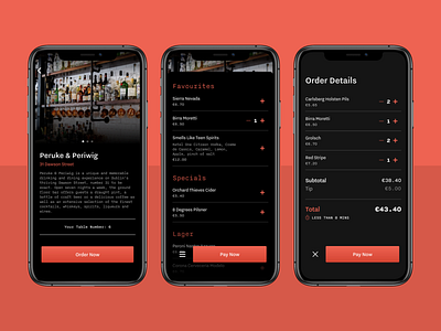 Round App app bar branding design drinks menu ios iphone menu payments portfolio qr code ui ux