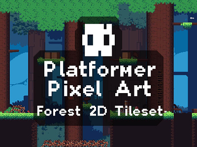 Tiny Forest Tileset Platformer Pixel Art 2d art asset assets fantasy forest game game assets gamedev indie indie game pixel pixelart pixelated platformer rpg set tileset tilesets