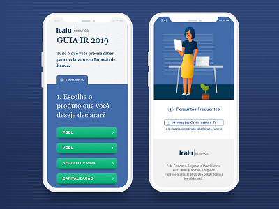 Guia IR Icatu Seguros android character finance illustration ios iphone mobile phone responsive responsive website survey tax ui website
