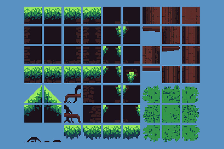 Tiny Forest Tileset Platformer Pixel Art by 2D Game Assets on Dribbble