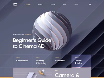 C4D Essential Training / Part 2 3d cinema 4d courses design flat grid illustration navigation portfolio site typography ui ux web wireframe