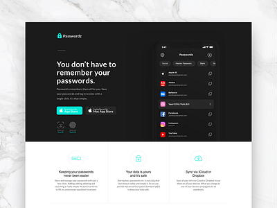 Password Manager website app face id ios landing page manager password ui ux website
