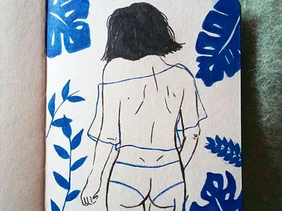 ethereal blue body doodle ethereal femme girl handrawn illustration ink intimacy nature nude pencil sketch soft