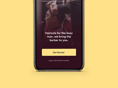 Movecuts app barber concept dark design haircut internal project iphone man masculine minimal mobile menu phone search shave simple ui