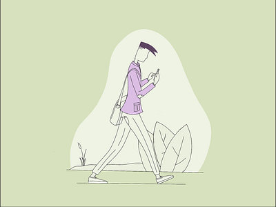 Walking To Work bag commute emails green illustation ipad phone procreate purple travel ui illustration walking work