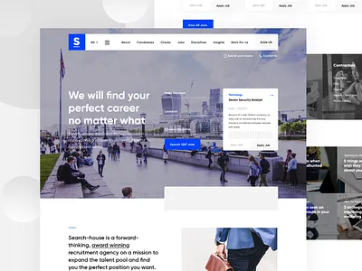 Job search Platform blue careers clean concept design education employment interface job job finder job search landing landing page minimal search ui ux web webpage website