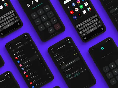 Password Manager app black dark manager mobile night mode password ui ux
