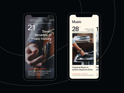 Events Guide - Mobile clean dark design events minimal mobile music typo typography ui ux web