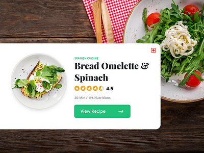Food Recipe Card food app food card minimal design recipe app recipe book recipe card ui card