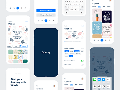 Quotey App Ui Design clean creative ecommerce influencer instagram instagram quote instagram quotes instagram template minimal minimalist modern motivational