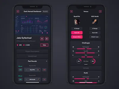 vsDesign mobile app 2 app compare comparison dark dark interface design dribbble iphone mobile ui user interface
