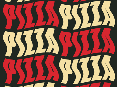 Pizza party color eat food fun party pizza type typography wavy za