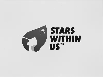 Stars Within Us Bw dream dreaming fly girl logo girly hair logo negative space non profit retro space stars women women logo